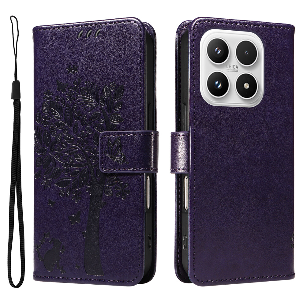 (Purple) For Xiaomi 17 Phone Case With Stand Cat Tree Pattern Leather Wallet Mobile Cover Purple 6914280474588