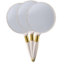 Barbers Haircut Mirror, Ergonomic Design ABS Engineering Plastic, Single-sided Glass Mirror No Magnification, Compact Portable Mirror, Snow White Fini