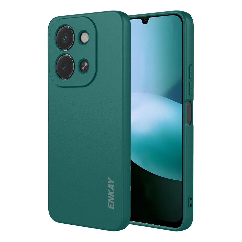 (Dark ) For Xiaomi Redmi 15C 4G (Global) (171Mm) / Xiaomi Poco C85 4G (171Mm) Silicone Case Enkay Hat Prince Straight Edge Cell Phone Bac Green 6914284692100