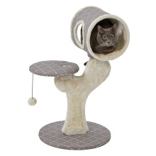 MidWest Homes for Pets Cat Tree, Salvador Cat Tree w/Built-in Sisal Cat Scratching Pad and Cat Look-Out Lounge, Mushroom/Diamond Pattern, Small Cat