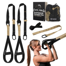 THYSOL? Suspension Trainer Pro Xtreme Straps | Sling Trainer Set with Adjustable Door Anchor | Fitness Home Workouts - Suitable for Travelling & for