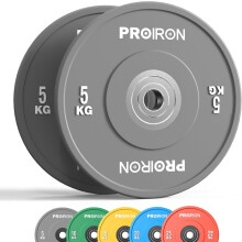 PROIRON Olympic Bumper Plates, 2" Solid Rubber Weight Plates for Barbell Strength Training and Weight Lifting, 5kg 10kg 15kg 20kg 25kg, Single or Pair
