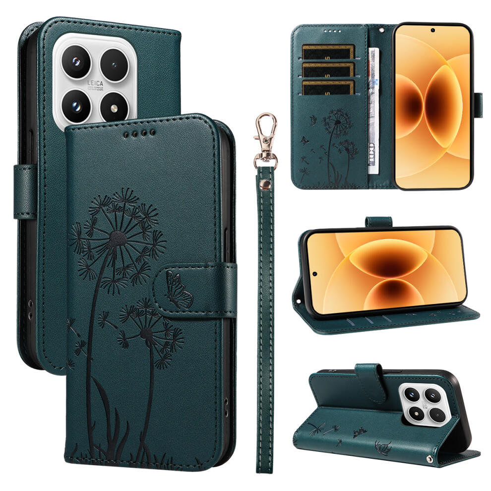 (Blue) For Xiaomi 17 Leather Wallet Case With Strap Dandelion Imprint Phone Stand Cover Blue 6914283593729