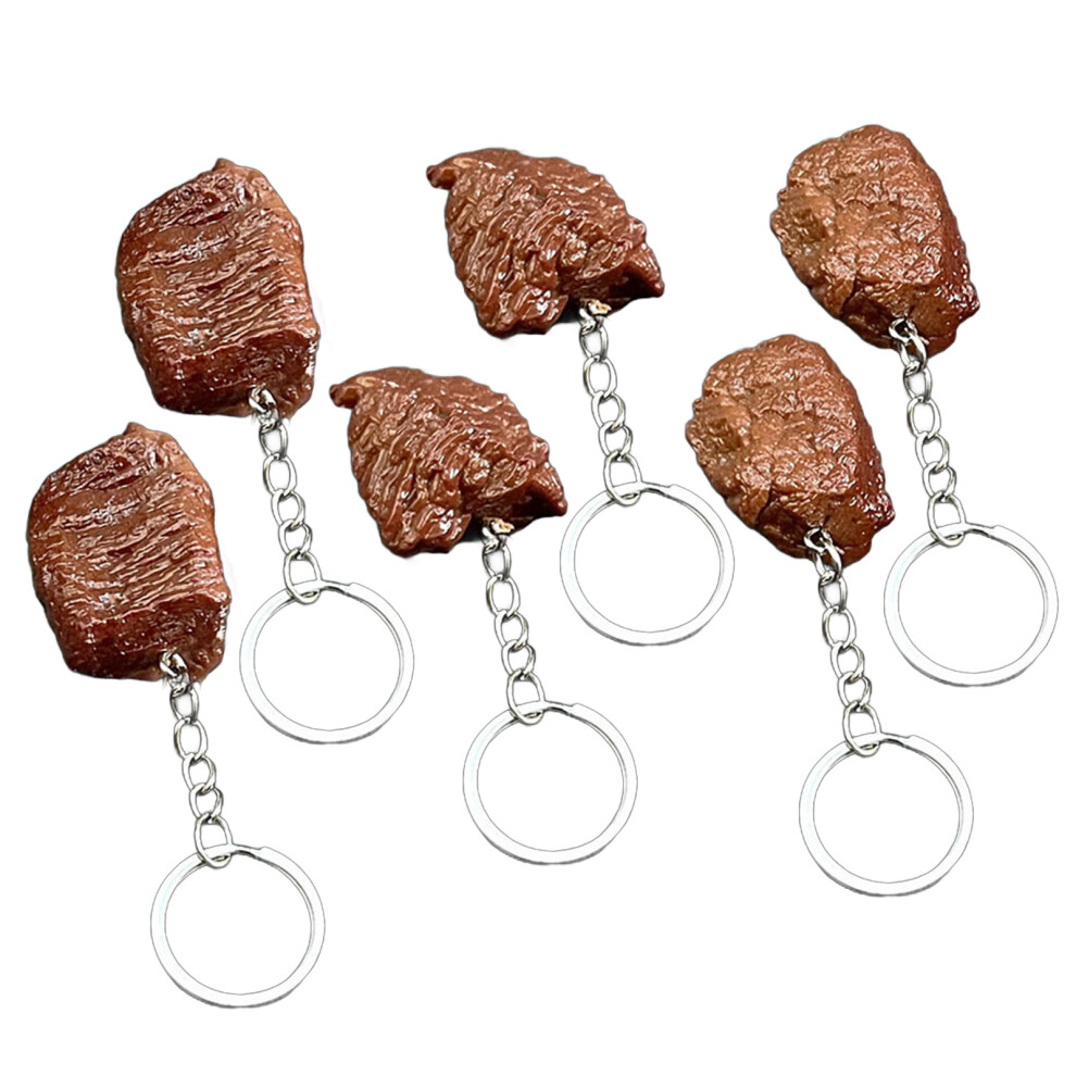 6Pcs Simulated Beef Steak Keychain Artificial Steak Keychain For 7696001296424