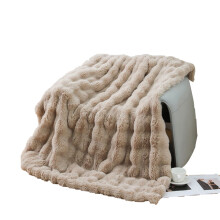 Couverture duveteuse à motif bulles, couverture décorative tendance et confortable avec velours peluche réversible et luxueuse fausse fourrure de
