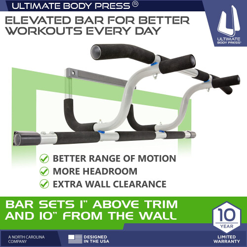 Ultimate Body Press XL Doorway Pull Up Bar with Elevated Bar & Adjustable Width 1