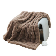 Couverture duveteuse à motif bulles, couverture décorative tendance et confortable avec velours peluche réversible et luxueuse fausse fourrure de