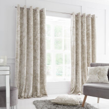 Catherine Lansfield Crushed Velvet 66x72 Inch Lined Eyelet Curtains Two Panels Natural