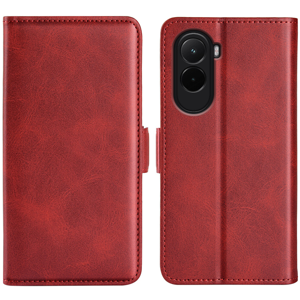 (Red) For Xiaomi Poco M7 4G (Eu) (171Mm) Case Calf Texture Leather Wallet Phone Cover Red 6914281363010