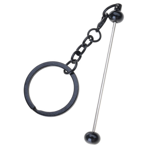 10 Stück Metall-Perlen-Schlüsselanhänger,-Schwarz