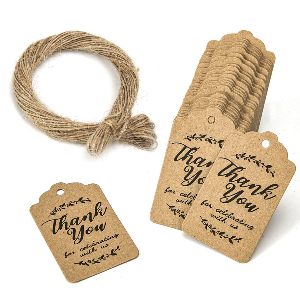 Thank You Tags, Kraft Paper Gift Tags With Jute Twine For Wedding Favor Tags, Vintage Tags Rustic Wedding Favors Printed Thank You Notes For Diy Craft 9486358046197