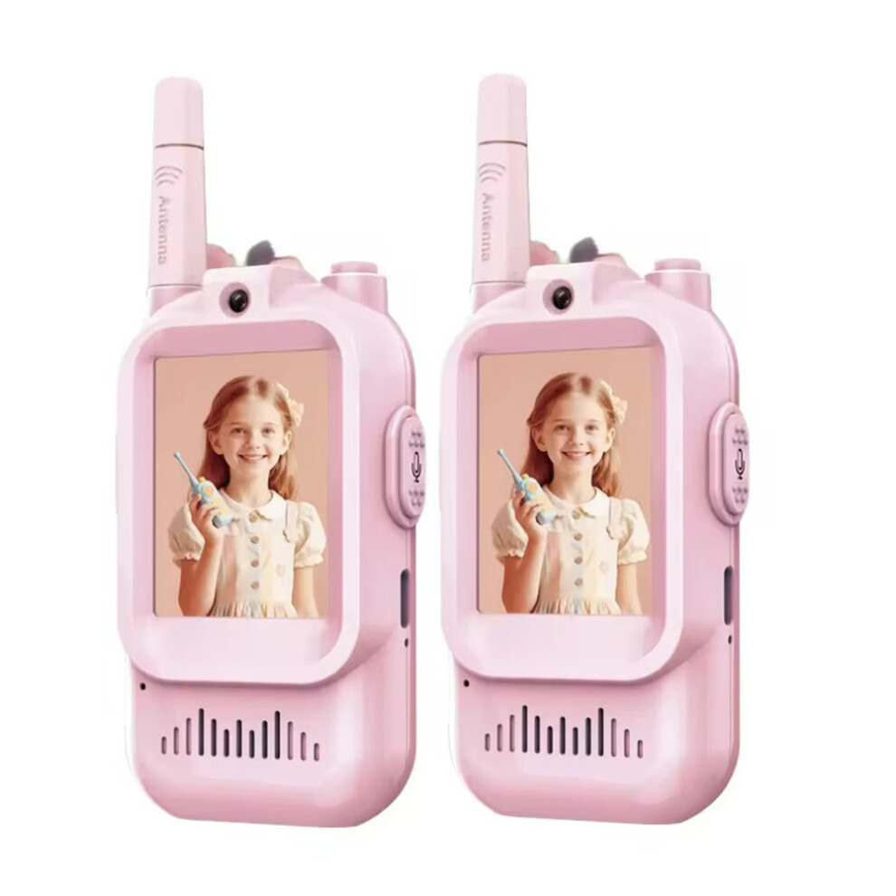 (Pink+Pink) 1 Pair Interactive Video Walkie Talkie Set For Children Pink 6914282279204