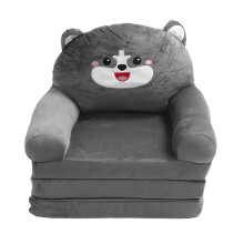 Kleinkind-Schlafsofa mit rutschfester Unterseite, 2-in-1-Klappmechanismus, leichter Spielstuhl für Kinder mit zwei Seitentaschen, Grau