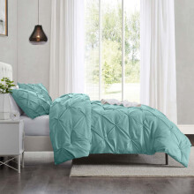 (Super King, Sage Green) Imperial Rooms Pintuck Duvet Cover-3pc Microfiber Duvet Cover with Pillowcases