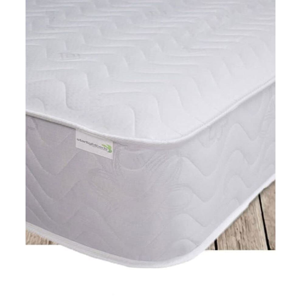 Close Wave 8 Inch Deep Shorty Budget Mattress, Sprung, 2Ft6 X 5Ft9 Shorty Mattress (75Cm X 175Cm X 20Cm) White Starlight Beds