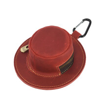 Echte koeienhuiden sleutelhanger portemonnee cowboyhoed-Rood