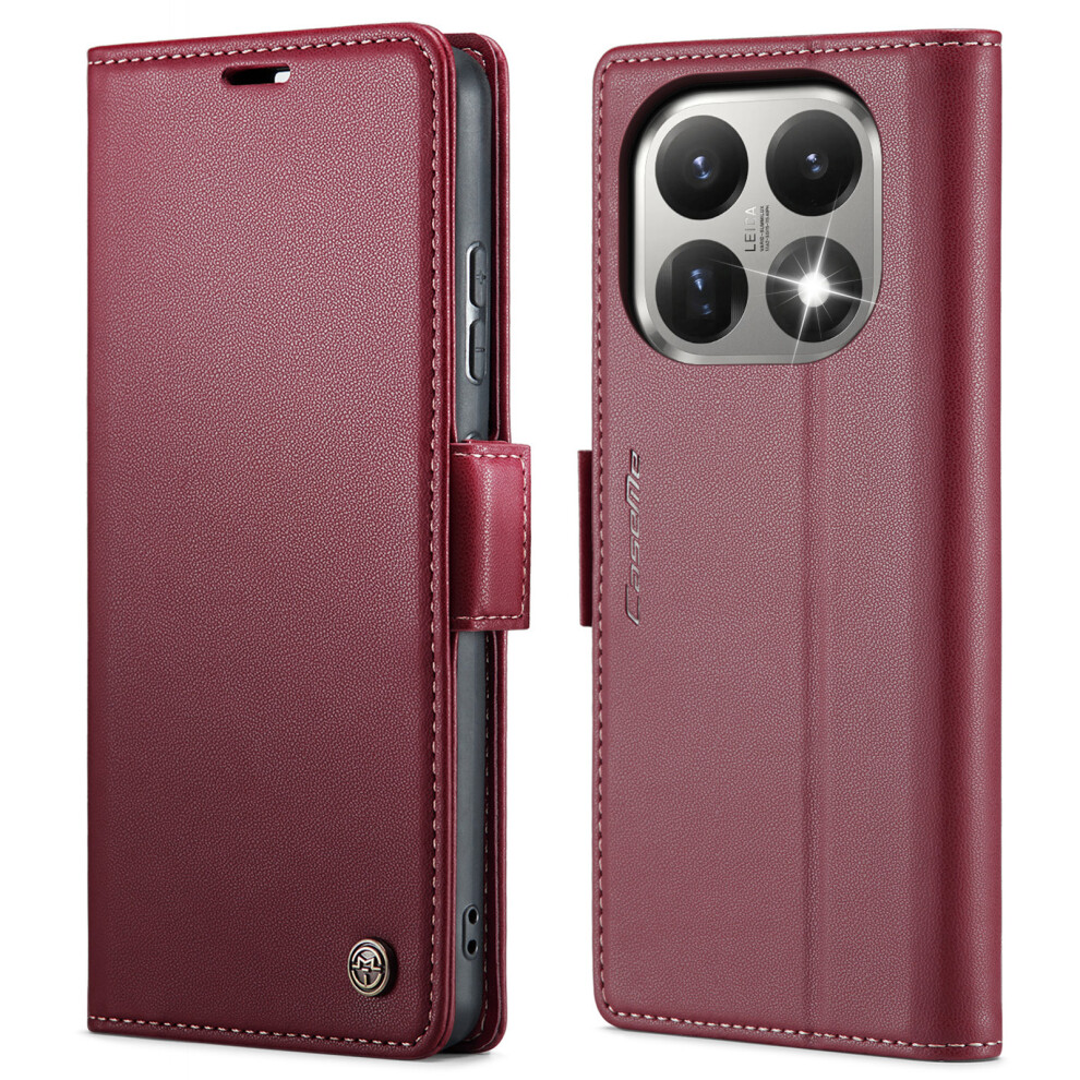 (Red) For Xiaomi 15T Case Caseme 023 Series Rfid Blocking Glossy Stand Phone Cover Red 6914284552848