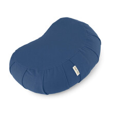 basaho CRESCENT Zafu Meditation Cushion | Organic Cotton | Buckwheat Hulls | Removable Washable Cover (Dusty Blue)