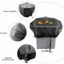 Couvercles en maille de polyéthylène, protection polyvalente pour seaux en extérieur, maille fine assurant une bonne conservation de l'eau