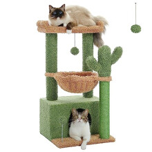 PAWZ Road Cactus Cat Tree for Indoor Cats with Super Large Condo, Cat Tower with Scratching Post, Large Hammock, Dangling Ball and Top Perch, 79cm