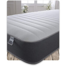 Starlight Beds Cooltouch Linear 8 Inch Hybrid Mattress. European Single Mattress with Memory Foam Layer & Springs. Grey/White, Soft. (90x200cm)