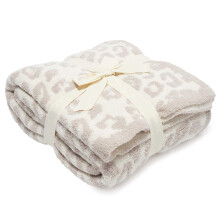 Throw Blanket with Dreamy Leopard Print, Super Soft Throw Blanket Half-Welted Lamb's Wool Fleece-Lined Cozy Warm Velvet Blanket, Lightweight Cozy Styl