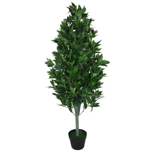 Leaf Leaf Design UK 120cm (4ft) Artificial Topiary Bay Tree Pyramid Extra Large Black Plastic Pot, Green Cone 2