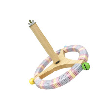Rotating Wooden Exercise Wheel Perch Toy For Parrots Budgies-B