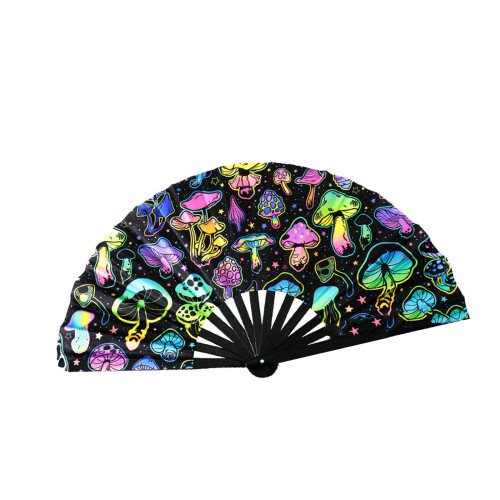 Foldable Fluorescent Reactive Bamboos Raves Fan-Mushroom No. 4
