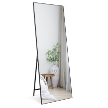 HORLIMER 65x24 inches Full Length Mirrors with Black Frame, 165x60 cm Large Long Mirror for Wall Hanging or Floor Free Standing, for Bathroom Living