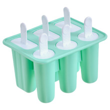 Flexible Silicone Ice Lolly Molds for Kids 6 Compartments-Green