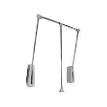 Emuca - Hang pull down wardrobe rail lift wall-mounted, pull down wardrobe rail lift, adjustable width 600-83mm (23,6-32,6 inch), Chrome plated, Steel