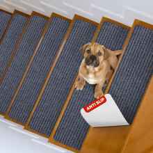 MBIGM 8" X 25.6" (15 Pack) Non Slip Carpet Stair Treads Non Skid Safety Rug Slip Resistant Indoor Runner for Kids Elders and Pets with Reusable