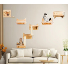 Cat Wall Shelves, Cat Wall Furniture Set, Cat Shelves and Perches for Wall, Cat Climbing Shelf Playground Set, Cat Scratching Post with 3 Steps Wall