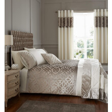 Catherine Lansfield Lattice Cut Velvet King Duvet Cover Set with Pillowcase Natural