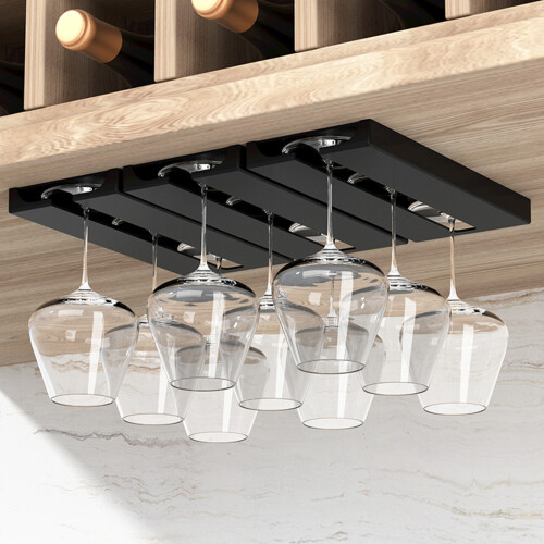 Pack of 2 Plastic Hanging Goblet Mounts Easy Cleaning-Black 1