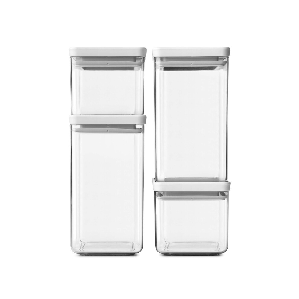 Brabantia 122569 Tasty+ Square Canister / Storage Jar, Set Of 4, Light/Grey