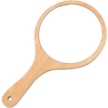 Elegant Design Mirror, Wood Color Wooden Frame, Portable And Lightweight, 14.5Cm Mirror Diameter, Your Go-To Companion For Makeup And Travel