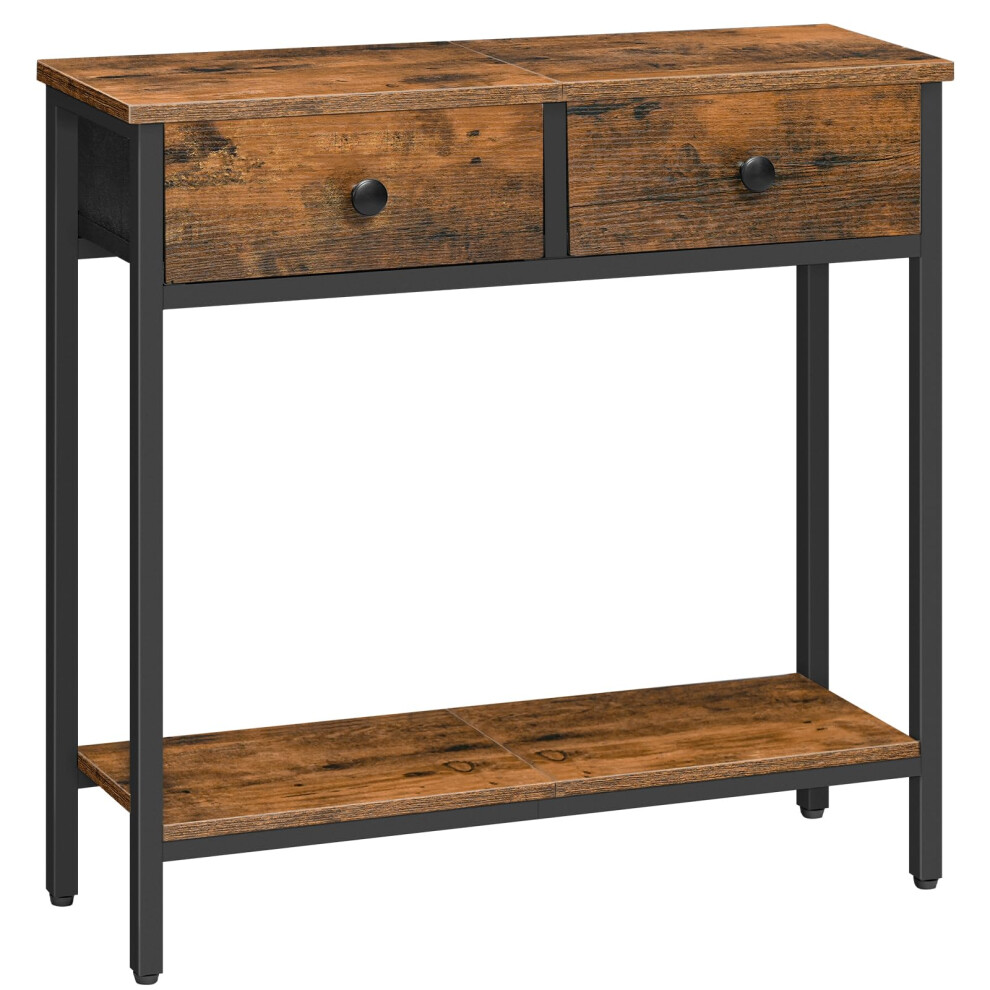 Hoobro Slim Console Table, Narrow Console Table With 2 Non-Woven Drawers, Hallway Table With Storage, Small Side Table For Small Spaces, Living Room,