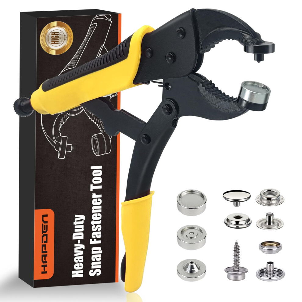 Heavy Duty Snap Fastener Tool Adjustable Vice Grip Snap Setter Tool Includes 40 Sets 15Mm Snaps For Boat Cover, Replacing Metal Snaps, Repairing Boat 8000002587754