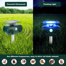 Repelente ultrassônico para animais, repelente humanitário com detector de movimento avançado e carregamento solar para proteção externa, eficaz