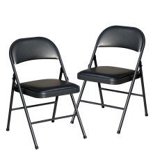 BOOSDEN Folding Chair, Foldable Chair, Set of 2, Faux Leather Fold Up Chair for Home, Office, Dining, Portable and Compact Metal Frame Folding Seat,