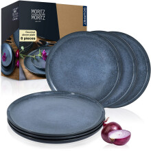 Moritz & Moritz VIDA Dinner Plate Set of 6 Blue - 27cm Porcelain Dinner Plates for 6, Dishwasher & Microwave Safe - Stylish and Durable Plates for