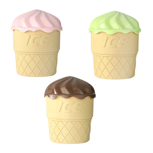 Silicone Ice Cream Shape Wine Bucket with Lid Space Saving-Pink 1