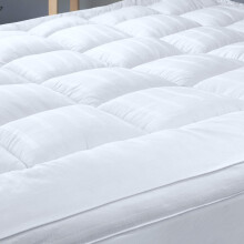 Threads For Bed Extra Thick Mattress Topper King Bed 100% Cotton Cover, Soft Mattress Bed Topper Pad with Elastic Anchor Corner Straps, Baffle Box