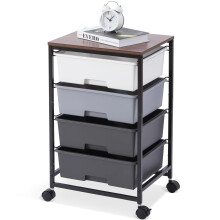 SYKIARIOL Storage Trolley with 4 Drawers, Rolling Storage Cart on Wheels, Multipurpose Mobile Organizer Unit Utility Cart for Living
