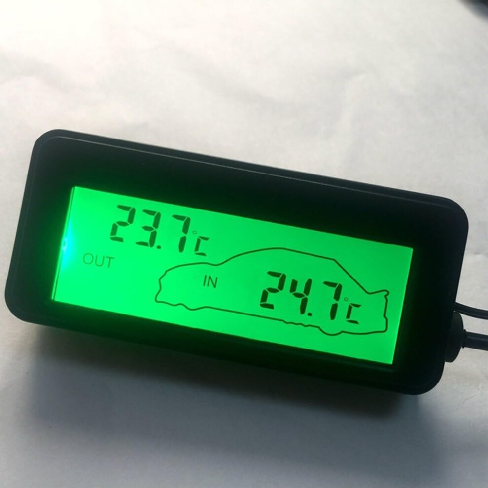 Car Thermometer 12V Lcd Dual Temperature Gauge For Inside And Outside Car Monitor Black 9365049275606