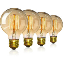 4 Stück Vintage-Edison-Glühbirnen, dimmbar, Schraubsockel, Glühlampe, Vintage-Glühbirne mit warmweißem Glühfaden, 40 W, G80, E27, 220 V