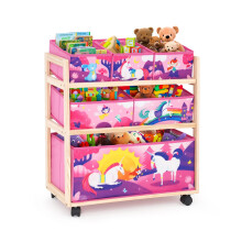 HOMCENT Kids Toy Storage Organizer with Wheels, Utility Rolling Cart with Large Storage Capacity for Bedroom, Toy Room, Playroom - Hold Toys, Books,