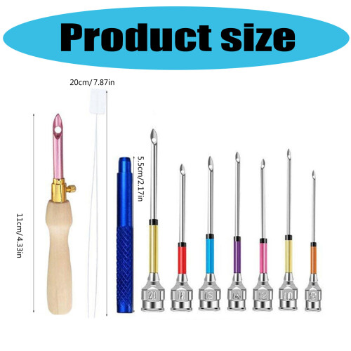 Wood Handle Embroidery Pen with 7 Replaceable Tip and Threading 2